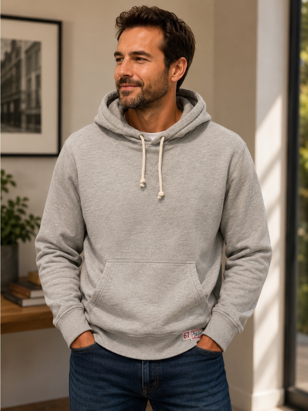 Ralph Lauren Men’s Large Light Gray Pullover Hoodie with Kangaroo Pocket